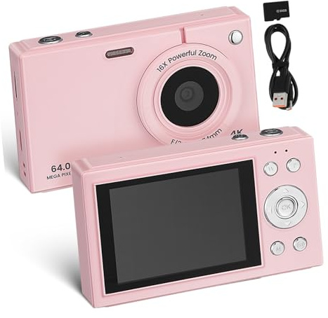 Housoutil 64gb Fotocamera Digitale Tascabile con Zoom e Schermo da Memoria Interna da Connettività Wi-fi per Trasferimento Wireless per Viaggi Foto Ricordo e Uso Quotidiano