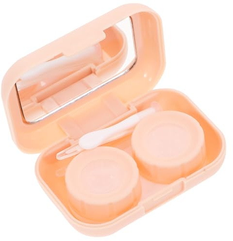 VILLCASE Reise Kontaktlinsenbox Auslaufsicher Klein mit Spiegel Mattierte Aufbewahrungsbox für Weiche Linsen Praktisch für Damen und Mädchen