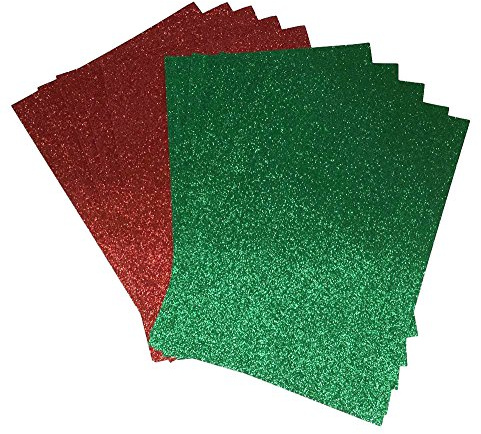 20 st A4-ark glitterpapper – grön röd – 150 g/m² – 10 ark per styck