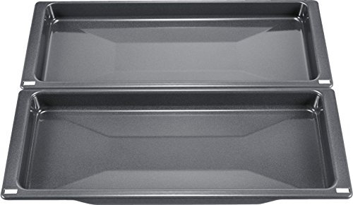 Bosch HEZ530000 - Accesorios para horno, 2 sartenes universales, formato delgado, color gris, fabricado en Alemania