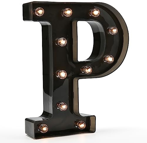 Light Up Black Alphabet Marquee Letters LED Lights Sign for Night Light Home Bar Christmas Lamp Birthday Party Wedding Decoration P