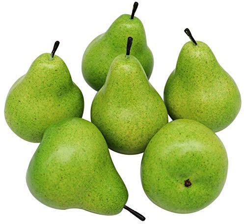 D-Seven 6pcs Fake Pear Artificial Fruit Faux Pears for Home Shop Supermarket Props Or Decoration(Green)