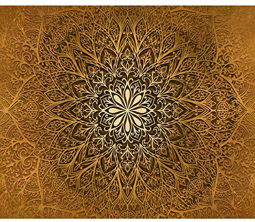 decomonkey - Papier Peint Panoramique Mandala 350x256 cm - Décoration murale – Tapisserie pour chambre salon - Motif figures géométriques motif graphique mandala géométrique orienter fond or