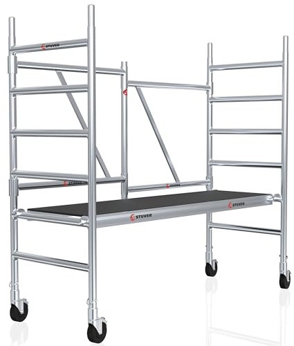 Stuver Scout Z 190 trabattello 3 metri - [Pieghevole salvaspazio] trabatello - ponteggio per edilizia - ponteggio trabattello - trabattello con ruote - trabattello per scale - trabattello professional