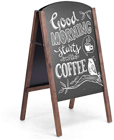 GOPLUS Kreidetafel Aufsteller, 60 x 45 cm Kundenstopper aus Holz, Werbetafel Kindertafel Standtafel Werbeaufsteller Schreibtafel Maltafel
