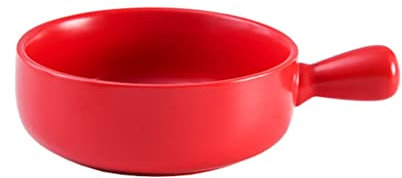 JLWM Suppenschüssel Mit Henkel Einfarbig, 580ML Japan Suppenschüsseln Mit Deckel Aus Porzellan Keramik Ofen Mikrowelle Küche Für Nudeln Backen Schimmel-Rot A.