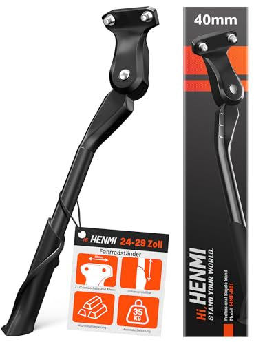 HENMI Fahrradständer 24-29 Zoll,Fahrradständer mit 2 Löchern,Stabil Seitenständer,Konzipiert für E-Bike und MTB,40mm Loch für M6 Schrauben geeignet