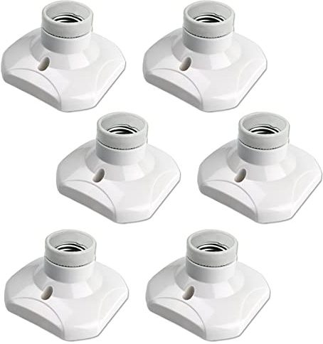 Douille de plafonnier E27 à vis, murale avec culot E27, AC 230 V, porte lampe carrée blanche, base support plastique, lot de 6