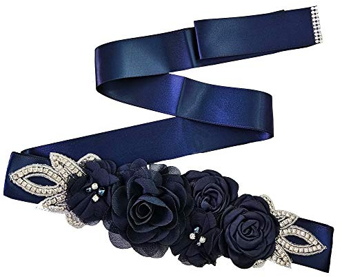 Lauthen.S Schärpengürtel mit Blumen, Perlen und Strasssteinen für Hochzeits-, Braut- und Babyshower-Kleider