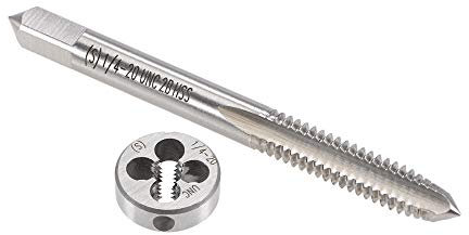 sourcing map 1/4-20 UNC Gewindebohrer und Matrizensatz, HSS Maschinengewindebohrer mit Rundgewindebohrer, Recht Hand