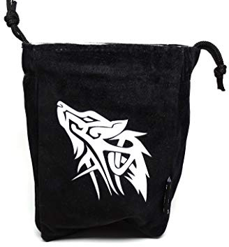 Reversible Large Microfiber Dice Bag – Self Standing and Holds over 250 Polyhedral Dice with Drawstring Tie – Multiple Designs Available (Wolf)