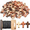 Saijer Colgantes Cruz De Madera,150 PCS Cruces De Madera Natural Con Cuerda De Cera De 20M Accesorios De Joyería Con Agujeros Pequeños para Manualidades DIY Pulsera Fabricación De Joyas(3 Colores)