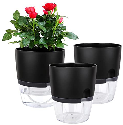 Vanavazon 6 Inch Self Watering Pots for Indoor Plants African Violet Pots