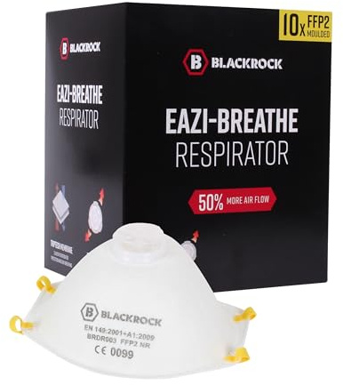 FFP2 Face Mask Pk 10 - Disposable Moulded Respirator - EN149 CE Certified | 3 Layer Filtering Against Airborne Particles, Exhalation Valve for Easy Breathing, Comfort Ear Loops and Pliable Nose Bridge