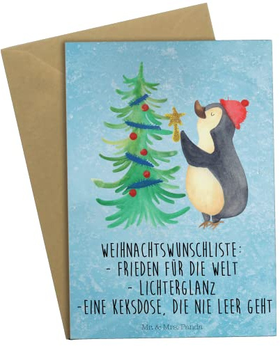 Mr. & Mrs. Panda Grußkarte Pinguin Weihnachtsbaum - Geschenk, Karte, Geburtstagskarte, Weihnachten, Oma, Ostern, Klappkarte, Winter