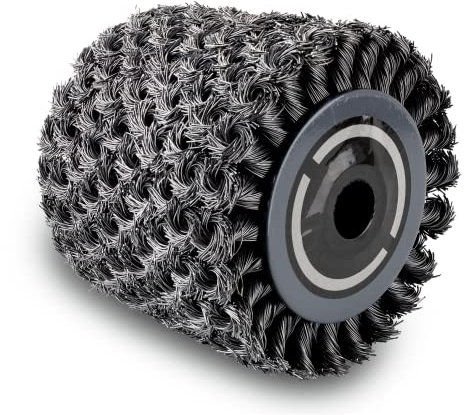 Scheppach Gedrehte Metalldrahtbürste Ersatzbürste für Satiniermaschine MRS1300 | 100mm Breite - 120mmØ | Schleifwalze geeignet zum starken Schleifen oder Abisolieren flacher Stein-& Metalloberflächen