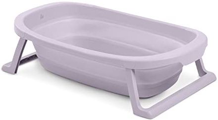 hauck Faltbare Babybadewanne Wash N Fold M für Babys und Kleinkinder bis 16 kg, Ablaufstöpsel mit Farbwechsel bei Hoher Temperatur, Weiche Materialien, 80 x 48 x 25 cm (Lavender)