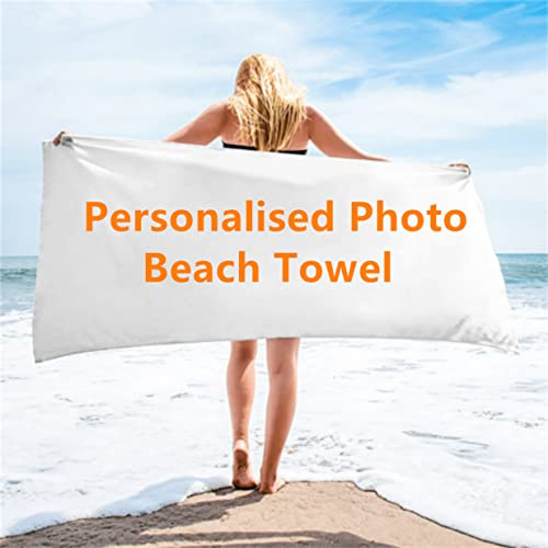 LOMDEM Personalisierte Handtücher Strandtücher 150x200 cm mit Ihrem eigenen Foto Name, Mikrofaser Custom Foto Badetücher Haustier Paar Familie Logo Sport Handtuch Schwimmen Surf Handtuch (150x200 cm)