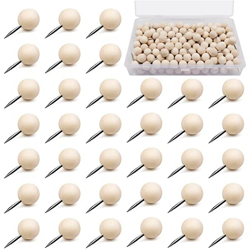BITEFU 200 STK Reißnägel mit Box, Natur Pinnadeln, Rundkopf Reißnägel für Korktafel Schwarzes Brett Karte Wand Bürobedarf