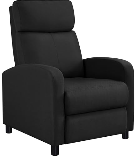 Yaheetech Fauteuil de Relaxation Chaise de Détente Siège de Canapé Fauteuil Relax/Chambre à Coucher/Home Cinéma Noir/Tissu