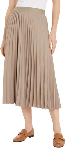 Tommy Hilfiger Damen Rock Twill Pleated Midi-Länge, Beige (Beige), 46