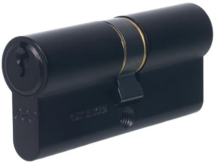 NAJDER Serratura a Pomello a Cilindro 30x50, Cilindro in Ottone Profilato a Doppia Entrata, 3 Chiavi Incluse, Porta Interna Esterna, Antitrapano, Antiscasso, Colore: Nero Scuro RAL 9005