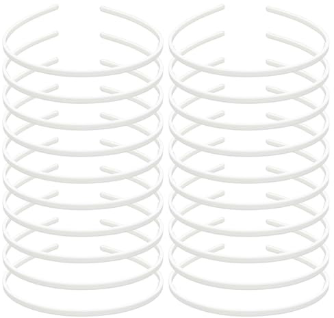 Haarreifen aus hartem Kunststoff, 5 mm, dünn, Weiß, 20 Stück