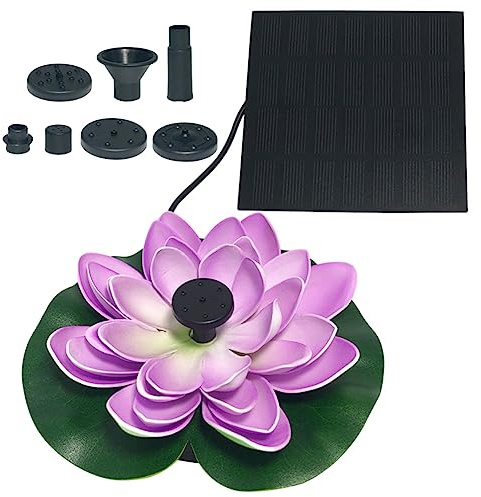 Fiorky Fontaine de Jardin Flottante en Forme de Lotus, durée de Vie jusqu'à 20 000 Heures, fontaines de Bain d'oiseaux à énergie Solaire, 2,5 W, Ornements de nénuphar pour terrasse, étang et