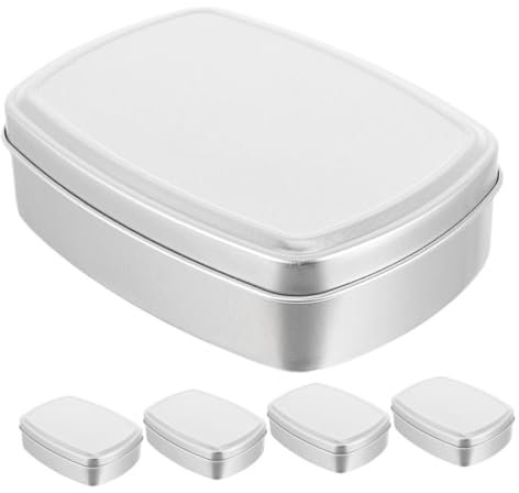 CANIGHT 5er-set Rechteckige Aluminiumdosen Kleinteilebehälter Seifenbox Mit Deckel Süßigkeiten-verpackungsboxen