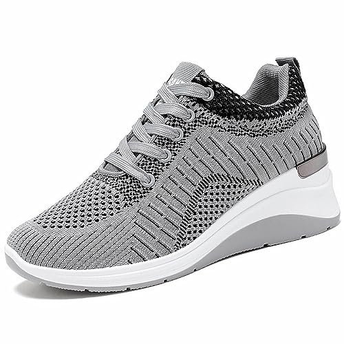 Zapatillas de correr transpirables de color a juego para mujer, gadget, zapatos de invierno para mujer, gris, 36 EU Estrecho