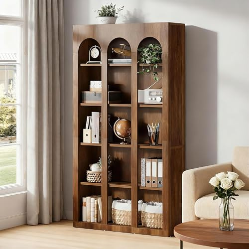 Tribesigns 5-Tier Farmhouse Tall Bookshelf, 70.87-Inch Rustic Wood Bookcase with Open Shelves, Large Mid Century Modern Book Shelf Vintage Display Storage Shelving Unit for Home Office, Brown