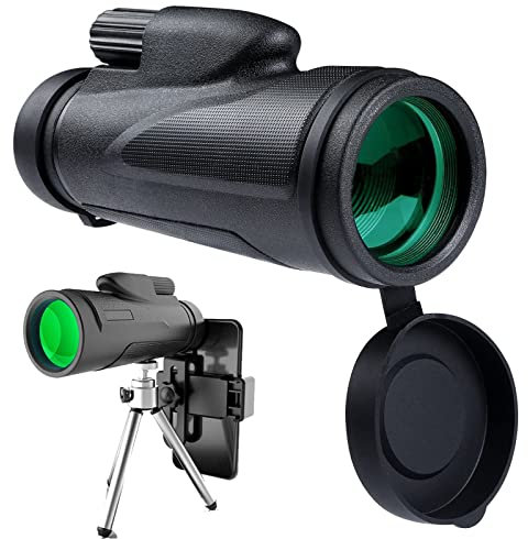 Telescopio monocular con trípode para teléfono inteligente para adultos y niños, 12 x 50 HD, impermeable, portátil, liviano, con protección transparente para observación de aves, caza, senderismo