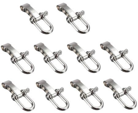 Manille à Œillet en Acier Inoxydable Argentée, Lot de 10