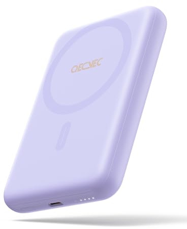 Mag-safe Portable Charger, Ultra-Slim 10,000mAh Magnetic Wireless Power bank, PD 20W Fast Charging Portable Charger, Magsafe-Compatible Battery Pack for iPhone Series, and More (Purple)