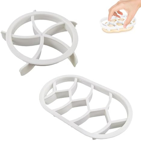 2 pezzi Stampo per Pane Set Stampi per Pane da Forno Rotondi Ovali Mini stampi in Plastica per Biscotti Pasta da Panificio per La Cottura Fai da Te(Bianco)