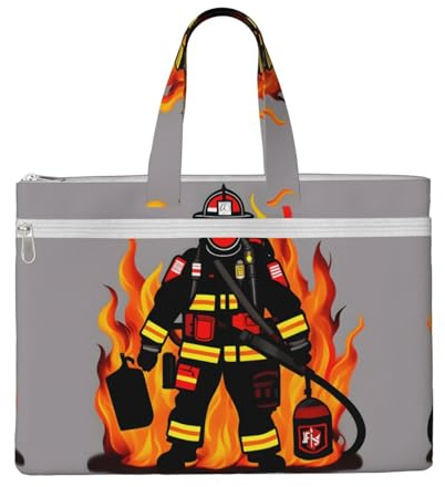 SDEGTHO Firefighter Fireman Zippered Document Bag With Handle For Carrying Paper Files Books Filing Folder
