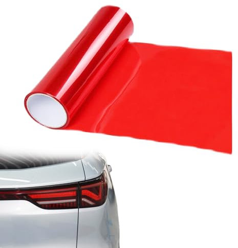 Film Teinté pour Voiture,Film Teinté Phare,Films pour Phares,films Adhésif Vitre teinte en Vinyle Transparent Autocollant pour Feux Arrière de Voiture Antibrouillard Brillant (Rouge,30x120cm)