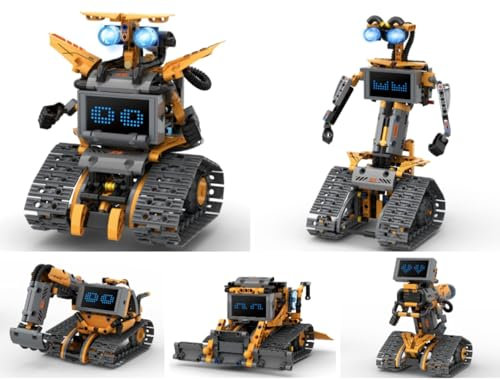 HOGOKIDS Technik Roboter Baukasten mit LED Licht &18 Ausdrucks für Kinder, 5 in 1 App & Fernsteuerung Technik Spielzeug, Tech Roboter/Wandroboter/Bagger Geschenke für Jungen Mädchen ab 8-14 Jahre