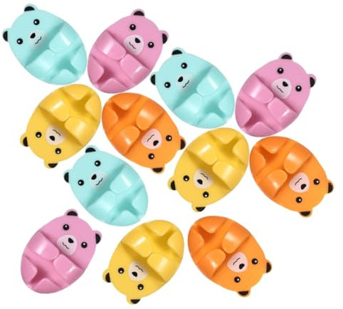 DIYEAH 12pcs Adhesive Plug Holder and Cord Clips Set, Strong No-Trace Wall Hooks for Kitchen and Desk, Cute Bear Design, Multifunctional Cable Organizer for Power Socket Storage