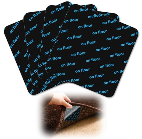 DmDoyy 4 Piezas Antideslizante De Alfombra, Alfombrillas Antideslizantes Lavables Y Reutilizables, Cinta Adhesiva Fuertes Antideslizantes para Alfombras, Color Negro, 10x10cm