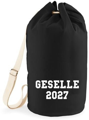 Huuraa Seesack Geselle 2027 Ausbildung 20 Liter Black Baumwolle Rucksack Geschenkidee