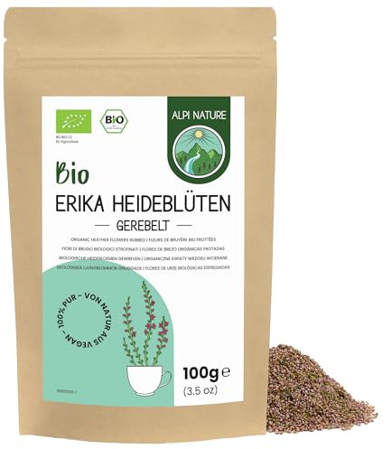 Alpi Nature Fleurs de Bruyère Séchées BIO 100g, bio Fleurs de Bruyère Frottées, Thé en Vrac