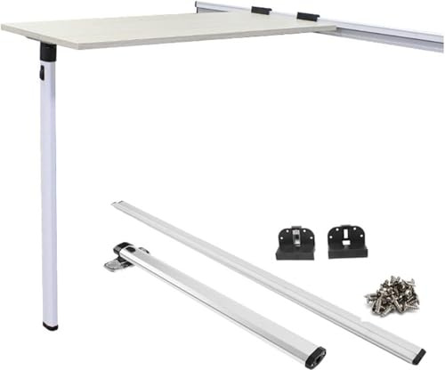 TOOSOAR Klappbare Tischbeine mit 100cm Führungsschiene und Klickverschluss für Wohnmobil, Anhänger, Camper - Abnehmbar, Leichtes Aluminium, Einfach Montage und Platzsparend