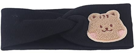 Spacnana Bomulls Baby Hårband, Tecknad Djurmönster Elastiskt Pannband med Super Stretchig Design för 0-8 år Gammal (Svart)
