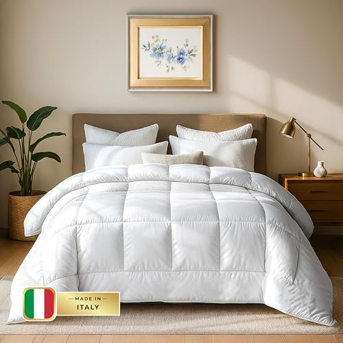 Beybe Trapunta invernale letto singolo 135x200 cm in Cotone Percalle – Imbottitura Anallergica e Traspirante – Made in Italy Rifinita a Mano, Alta Qualità e Comfort Tutto l’Anno