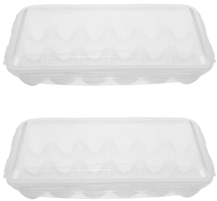 SEWOART Huevera Apilable de Plástico para Refrigerador con Tapa Transparente Organizador de Huevos 18 Espacios Caja de Almacenamiento para Cocina Protección Antideslizante 2 Unidades