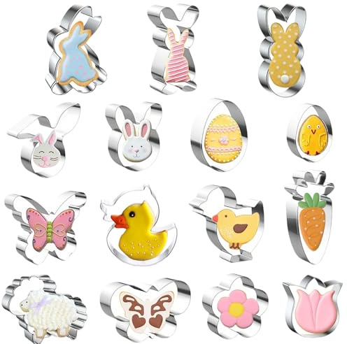 ChAusa 15 Stück Gadgets Keksbacken, Hasenform Plätzchens Ausstecher | Plätzchen Ausstechers Weihnachten Plätzchen Ausstecher Backen DIY Keksausstecher Ostern, Ideales Ostergeschenk Osterplätzche