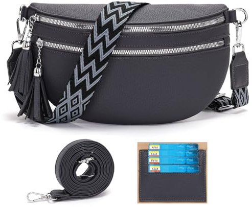 LANXINGLUO bauchtasche damen grau umhängetasche damen mittelgroß crossbody bag Mit Kreditkartenfach und 2 Schultergurten bags for women