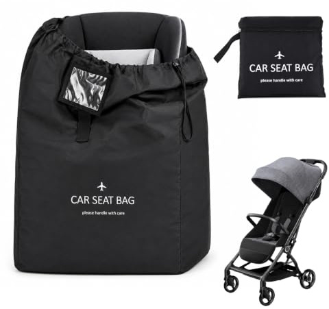 Vexnaro Bolsa de Viaje para Asiento de Coche, Funda Protectora de Nylon Resistente al Agua con Correa de Hombro, Bolsa de Transporte para Avion Aeropuerto y Almacenamiento, Tamaño Universal
