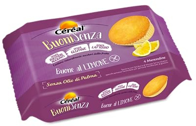 Céréal Tortine al Limone Buonisenza, Merendine senza Glutine e Lattosio, senza Zuccheri Aggiunti, 160 G
